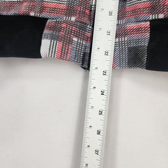 Volcom Zip Up Hoodie Women's Med Plaid Fleece Lined Red Black Street Wear Heavy - Picture 3 of 7